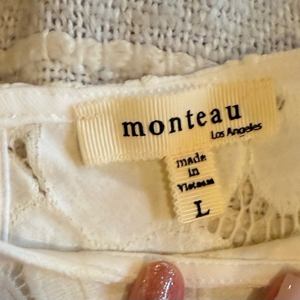 Monteau Ladies’ Elegant White Lace A-line Summer Dress Size L - Picture 10 of 10